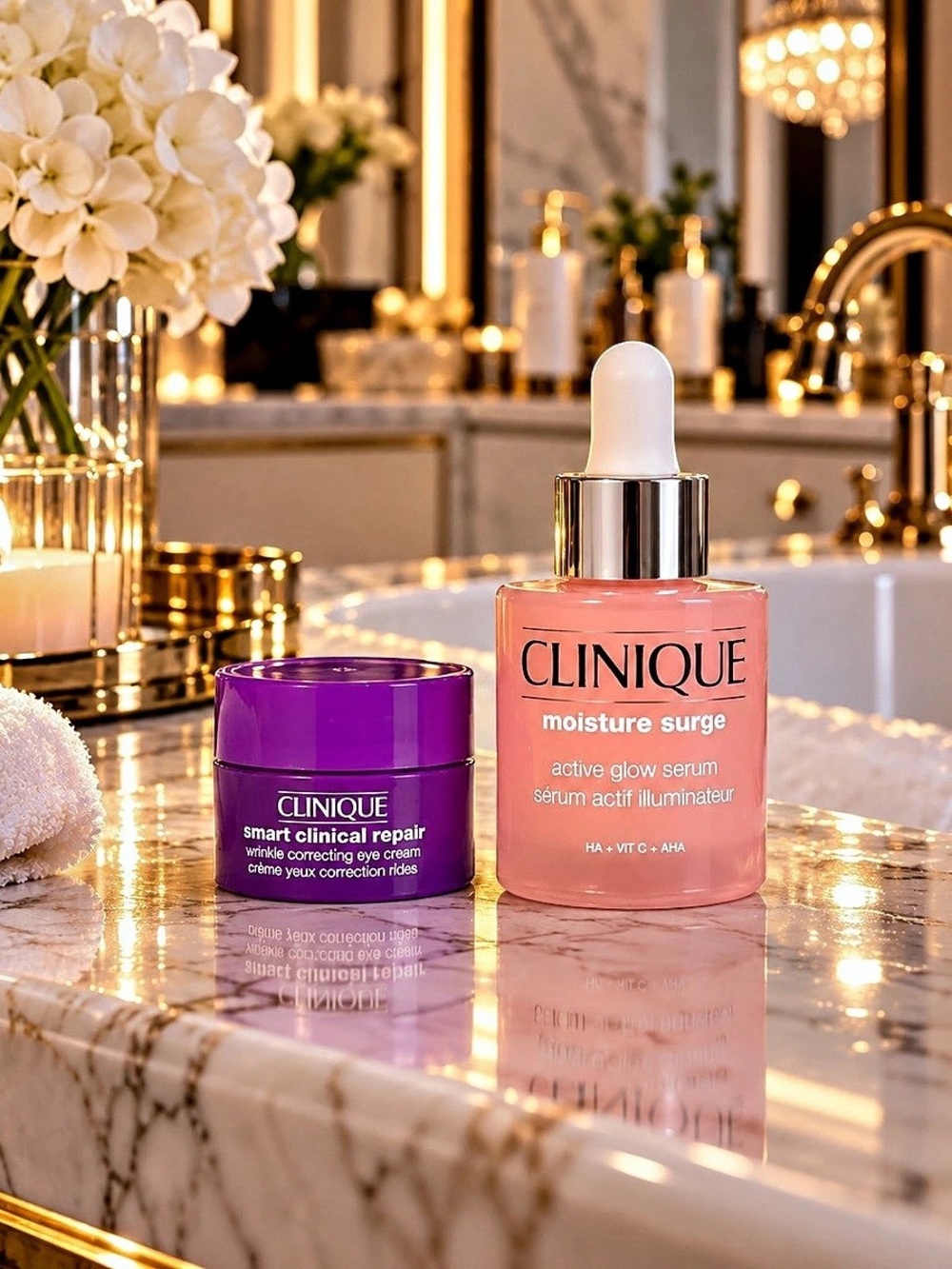 Clinique Moisture Surge Active Glow Serum + Smart Clinical Repair Eye Cream Duo
